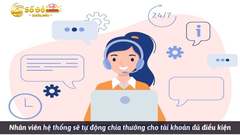 Nhân viên hệ thống sẽ tự động chia thưởng cho tài khoản đủ điều kiện